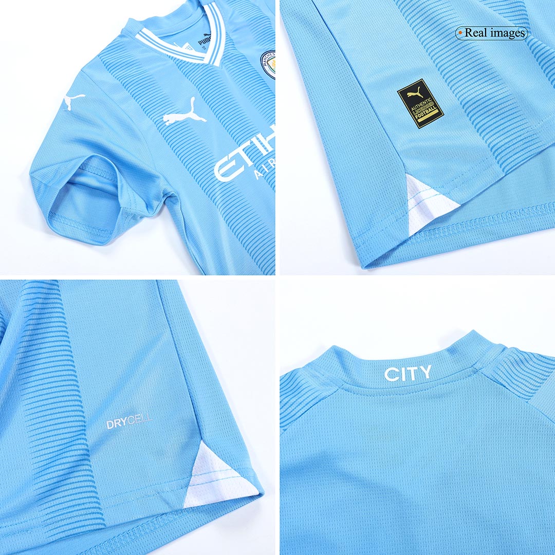 Kid's Manchester City Home Soccer Jersey Kit(Jersey+Shorts) 2023/24Aut