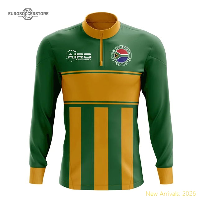 South Africa Concept Football Half Zip Midlayer Top (Green-Orange)
