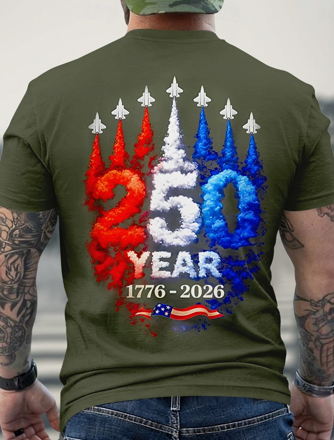 4th of July 2026 250th Memorial Day Men's 3D Print US Flag Crew Neck Short Sleeve T-Shirt Daily Street