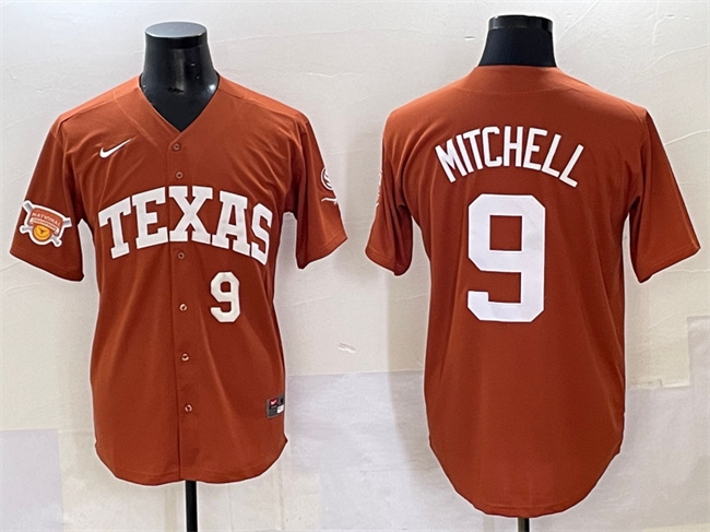 Men's UT Longhorns Orange 2025 performance Joley Mitchell #9 official