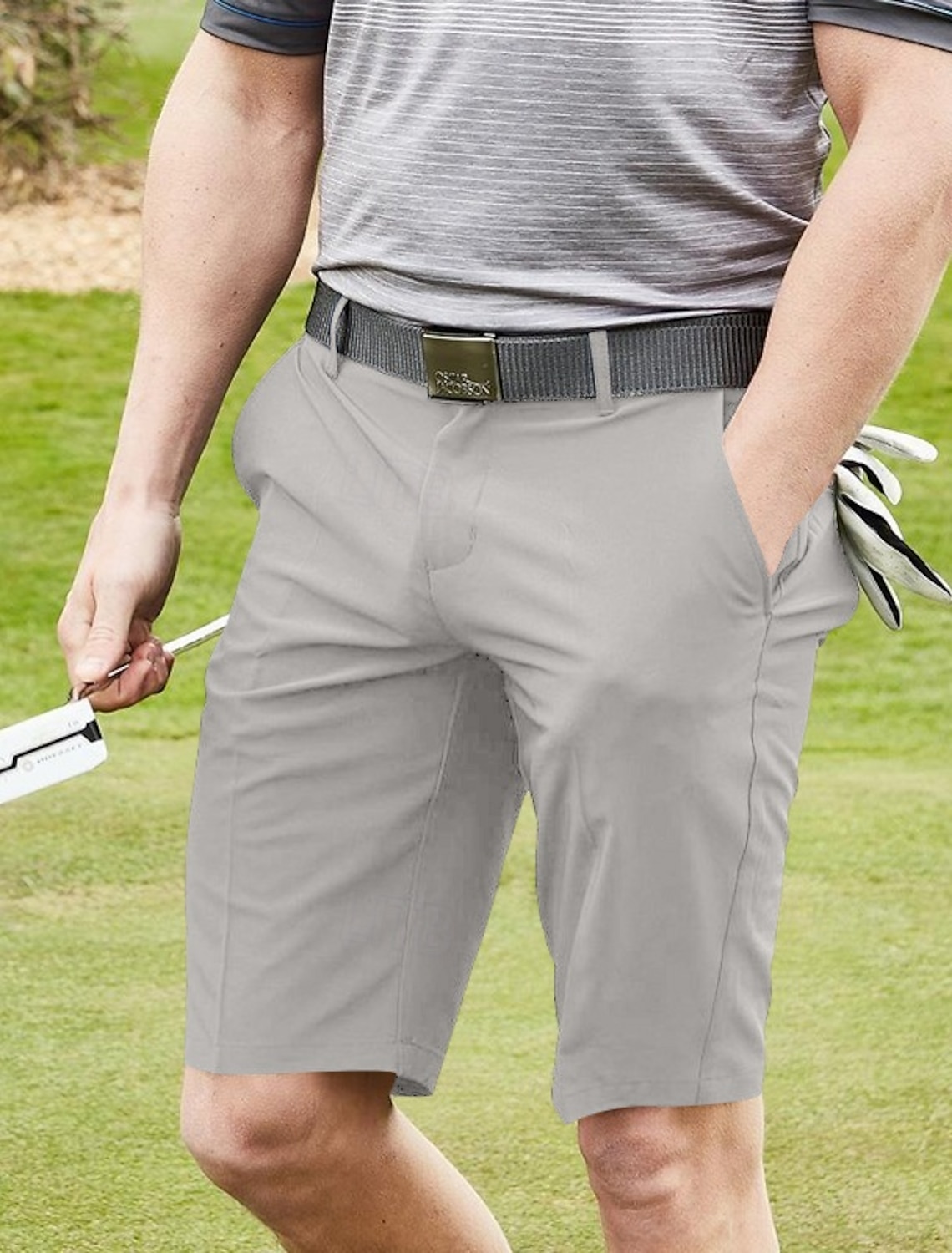 Men's Shorts Dress Shorts Golf Shorts Pocket Straight Leg Plain Quick Dry No-Iron Knee Length Outdoor Daily Running Fashion Business Black Navy Blue Stretchy