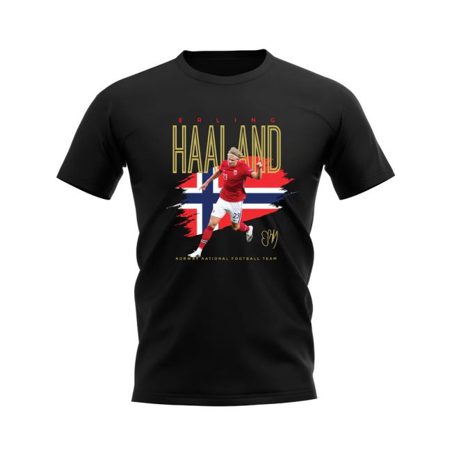 Erling Haaland Norway Football Celebration T-Shirt (Black)