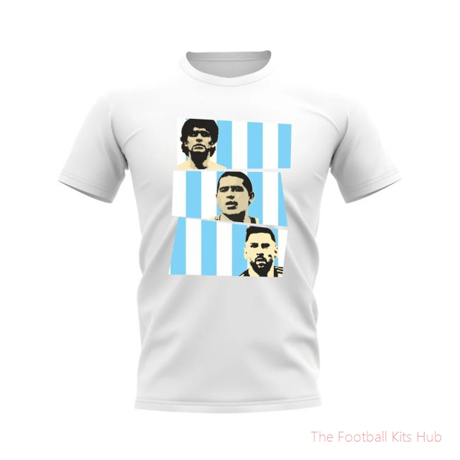 Maradona Riquelme Messi Argentina Trio T-Shirt (White)