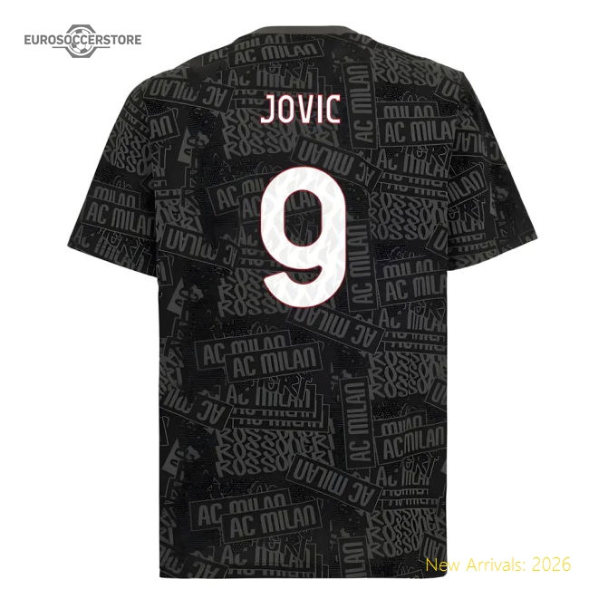 Top-Quality 2025-2026 Ac Milan Ftblculture Tee Aop (Black) (Jovic 9)
