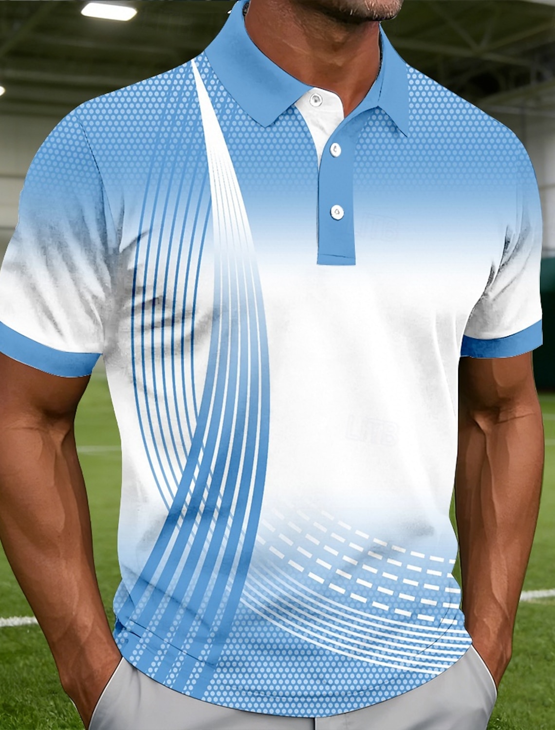 Men's Golf Line Polo Sports Shirts Short Sleeve Collared Casual