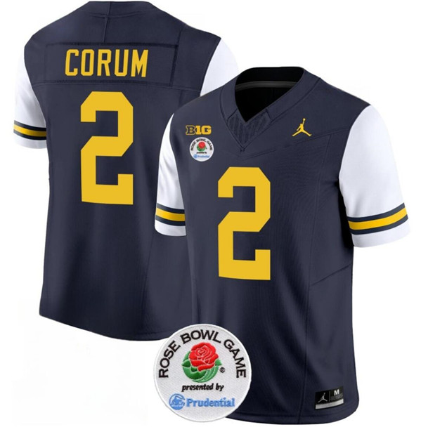 Men's Michigan UM White 2023 match worn Blake Corum #2 premium Jersey