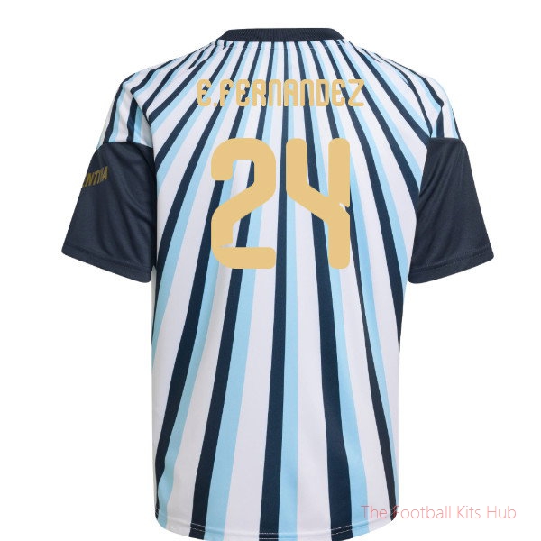 2026-2027 Argentina Pre-Match Shirt E Fernandez #24 Kids' Team Jersey