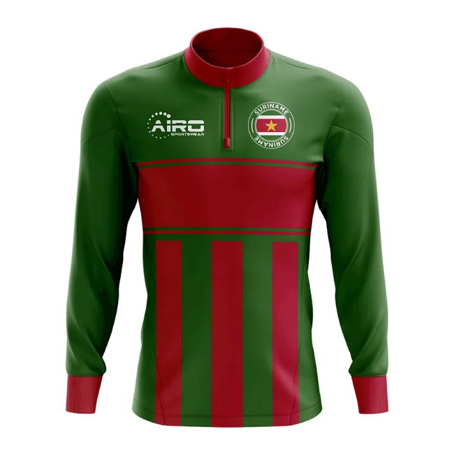 Top-Tier Suriname Concept Football Half Zip Midlayer Top (Green-Red)