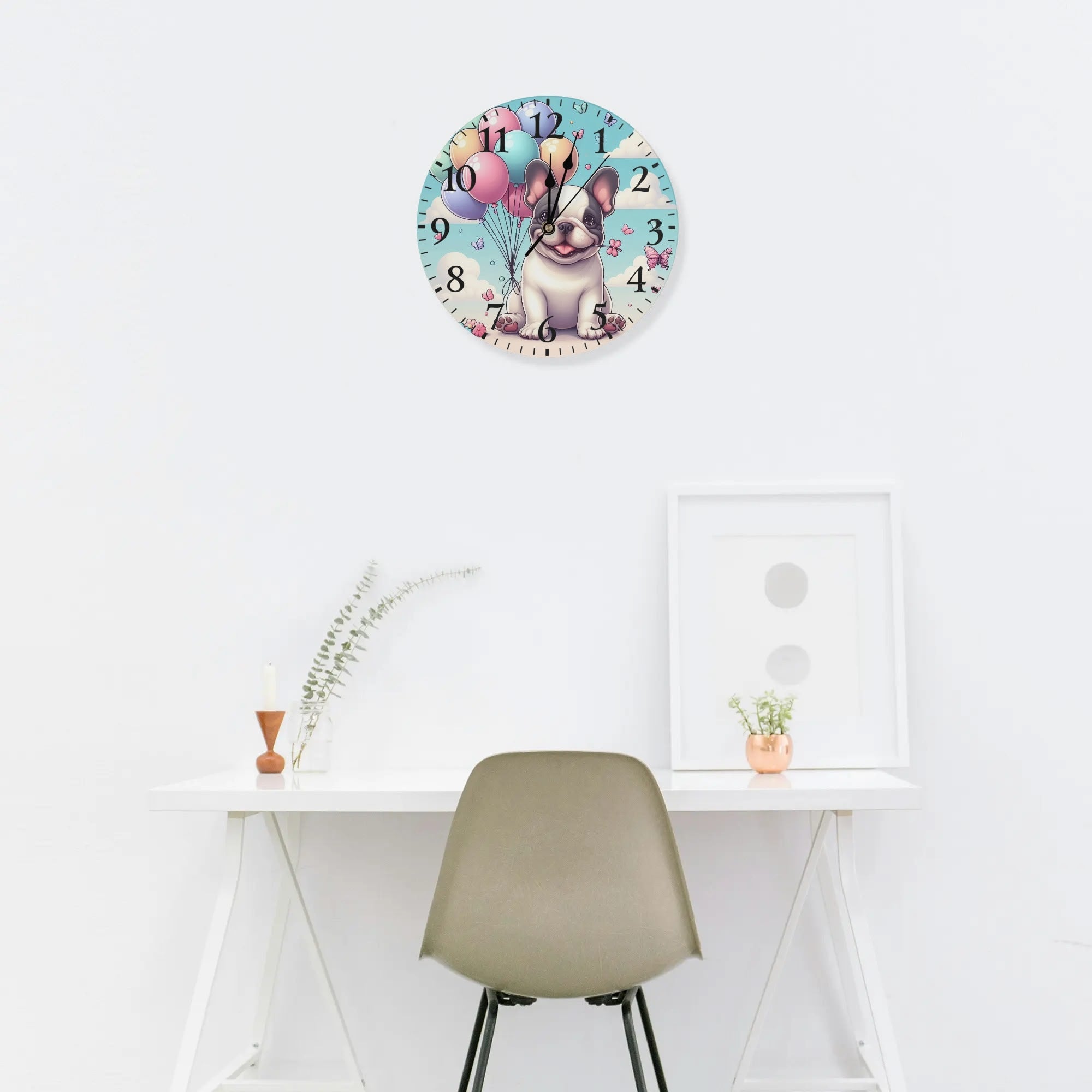 Bruno - Warm Frameless Wall Clock For Frenchie Pups | Non-slip Design