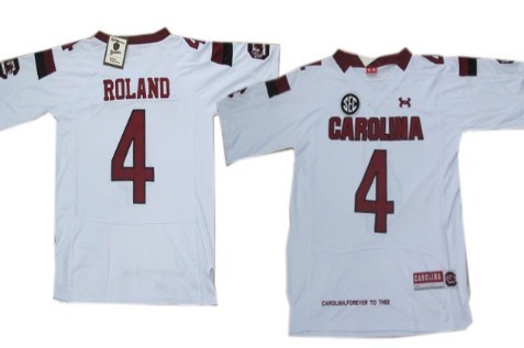 Men's None White 2013 breathable Shaq Roland #4 game jersey Jersey