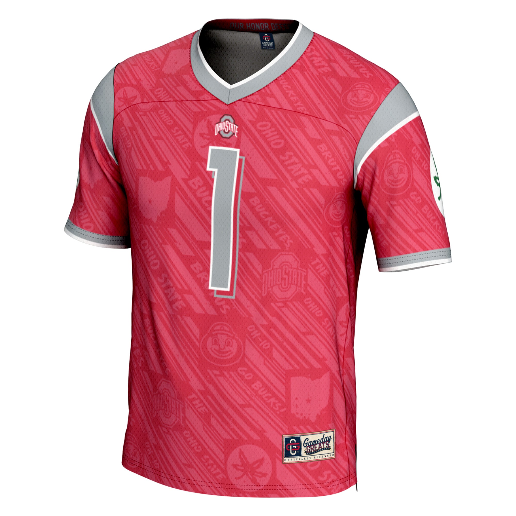 #1 Ohio State Buckeyes GameDay Greats Youth Highlight Print Football Fashion 2026/2027 Football Jersey - Scarlet