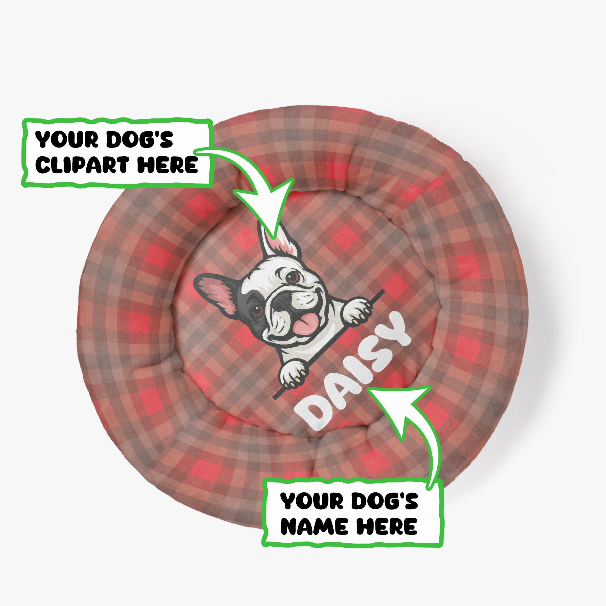 Daisy - Custom Cloud-Comfort Frenchie Bed | Personalized Anti-Anxiety Donut Bed for French Bulldogs