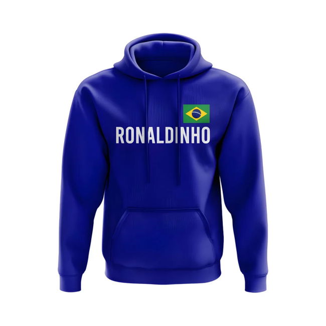 Match Ronaldinho Brazil Name Hoody (Blue) Premium High Team