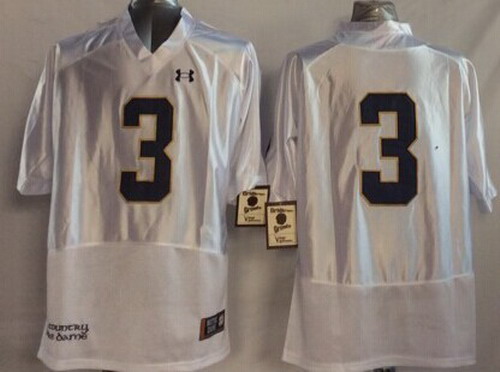 Men's ND Irish White 2014 replica Joe Montana #3 durabl Jersey