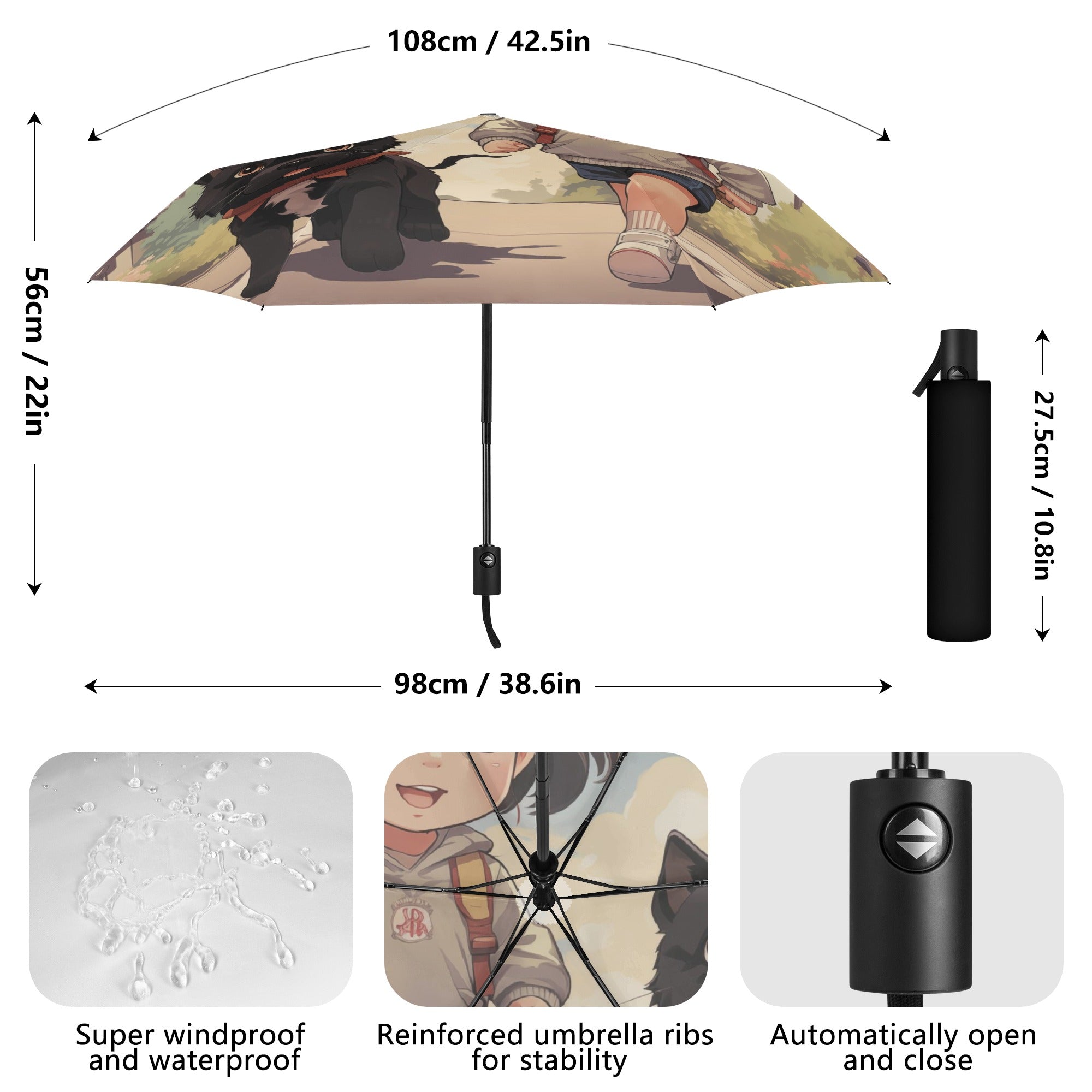 Durable Stylish Street-Ready Winnie - Umbrella for Home Use Durable