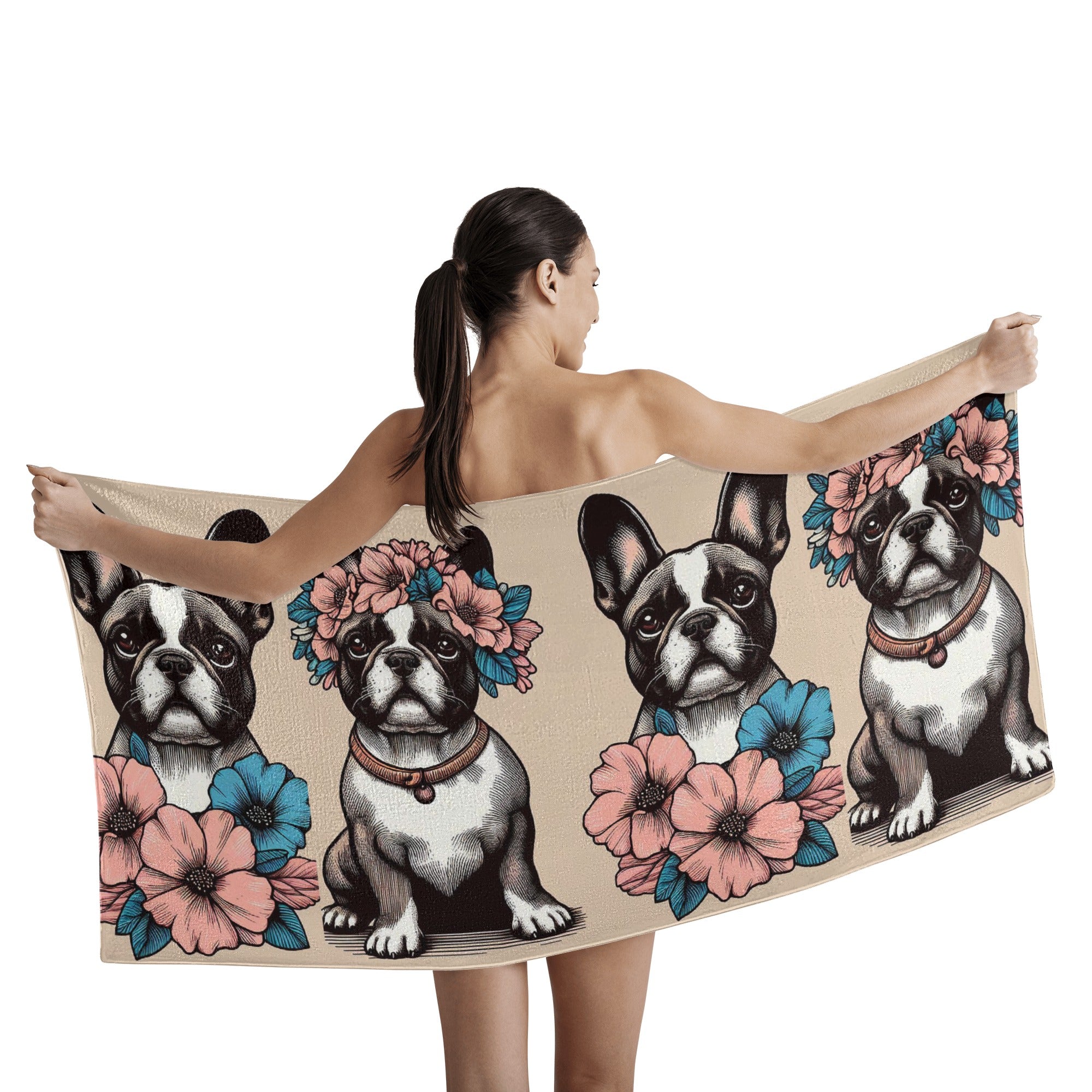 French Bulldog Ivy Bath Towel Cute Frenchie Essential