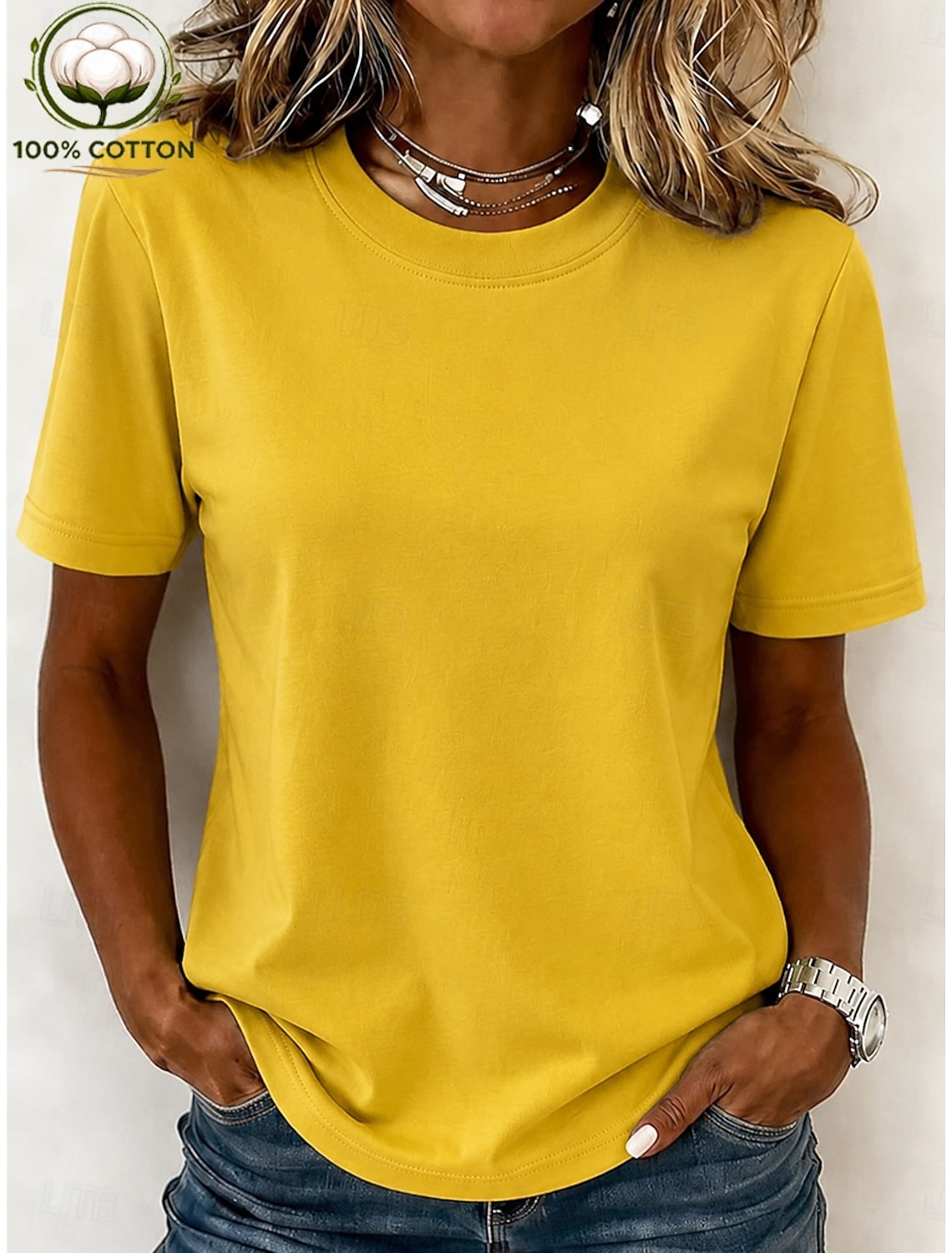 Women's 100% Cotton T-Shirts - Quality Basic Short Sleeve V Neck Tee