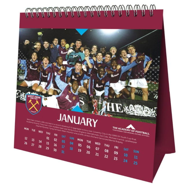 Calendar 2026 Match Worn Style West Ham Pro Appearance Home Elite Kit