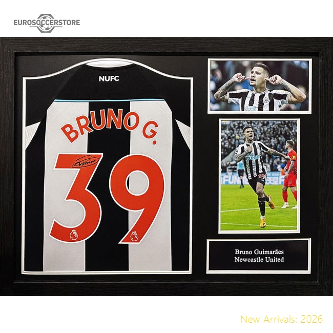 Newcastle United Fc Bruno Guimaraes Signed Shirt (framed)