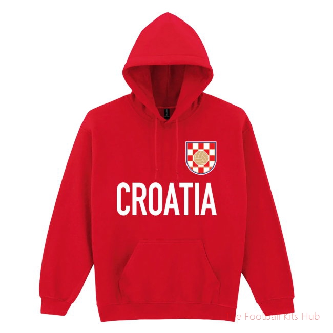 Men Croatia Logo & Text Hoody (Red) UEFA Euro