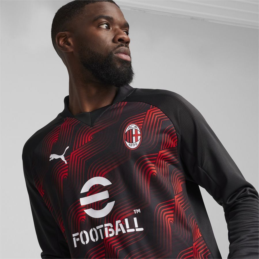 Milan Sweatshirt Pre Match Puma Jet Black/red Long Sleeves