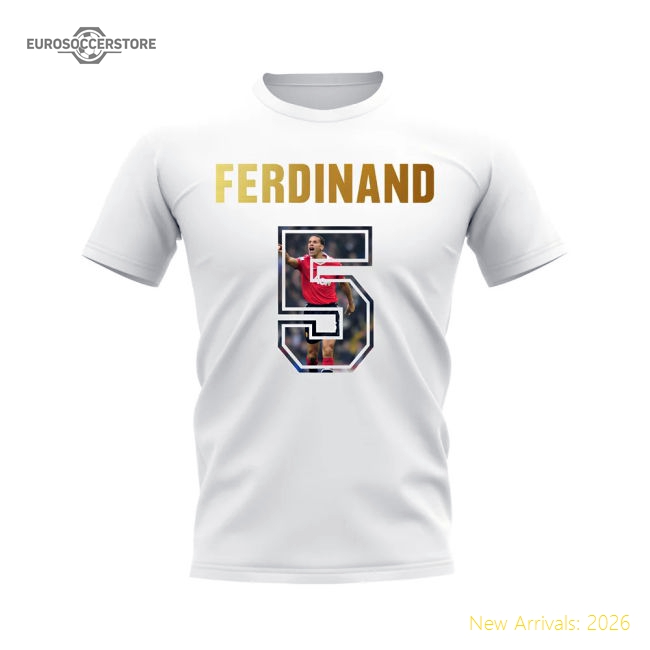 Rio Ferdinand Name And Number Manchester United T-Shirt (White)