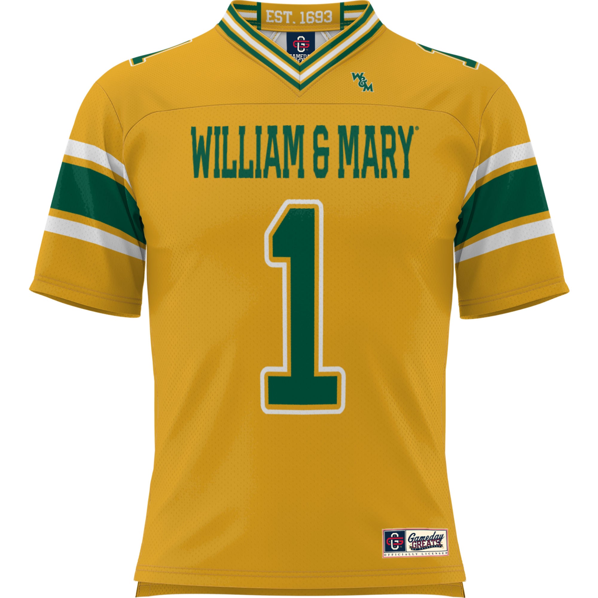 Youth #1 Gold William & Mary Tribe Football Jersey