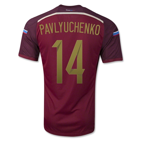 2014 Russia 14 PAVLYUCHENKO Home Red Jersey Shirt - Official Replica