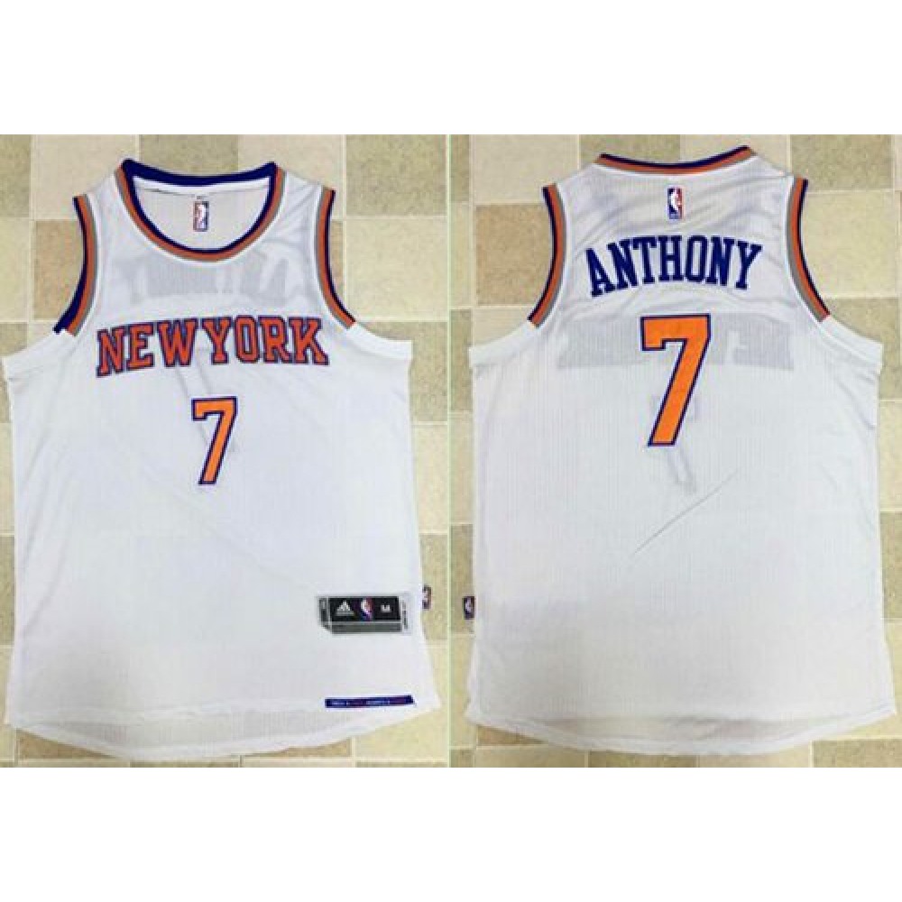 Performance Elite Men's NY Knicks #7 Carmelo White Basketball Jersey
