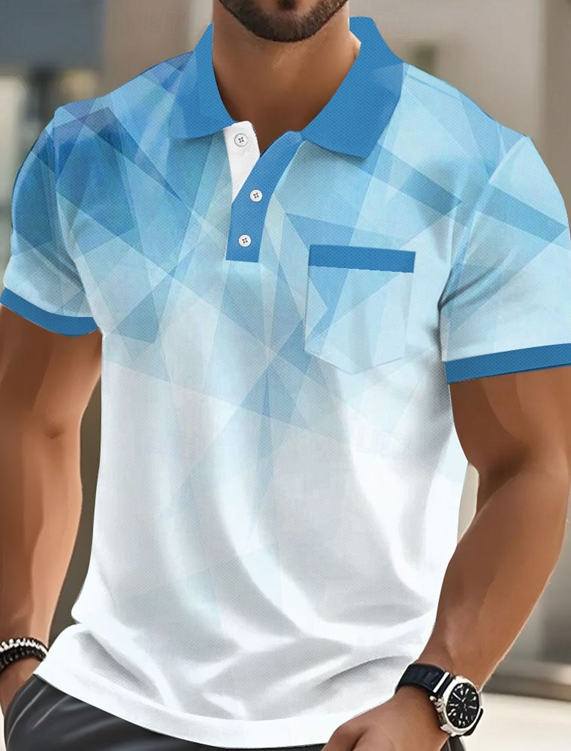 Men's Geometric Polo Short Sleeve Turndown Business Casual Daily