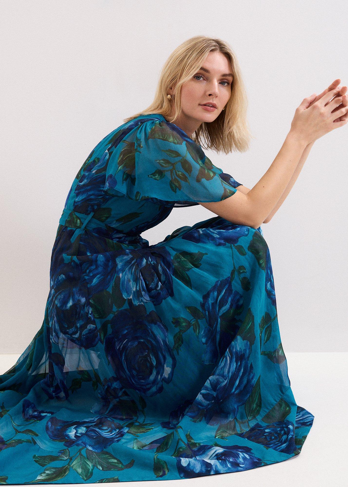 Skylar Teal Floral Maxi Dress