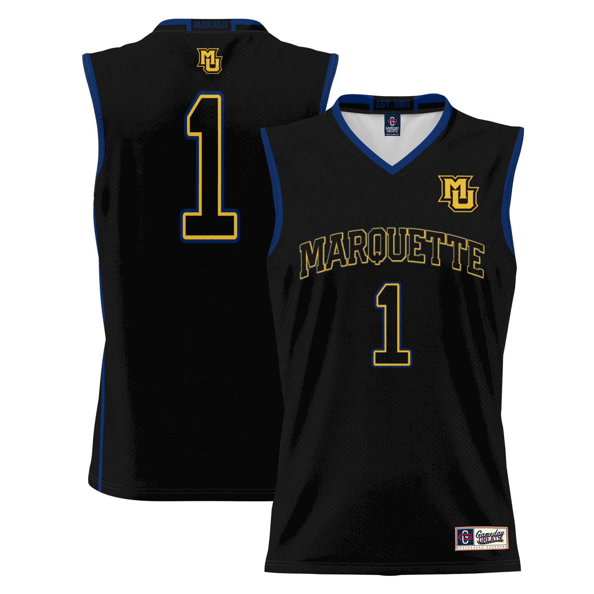 [NJP] Women's Marquette Golden Eagles GameDay Greats Lightweight Basketball Jersey - Black