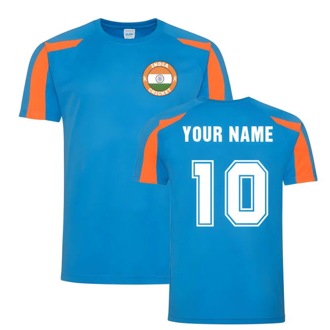 Pro-Grade Your Name India Cricket Sports Training Jersey (Blue)