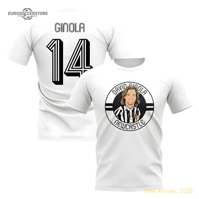 David Ginola Newcastle Illustration T-shirt (white) - Premium Quality