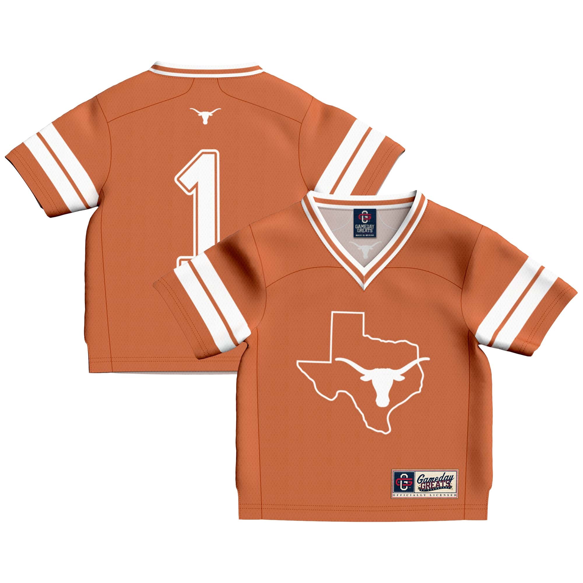 [NJP] Texas Longhorns GameDay Greats Toddler Lightweight Collegiate Football Fashion Jersey - Texas Orange