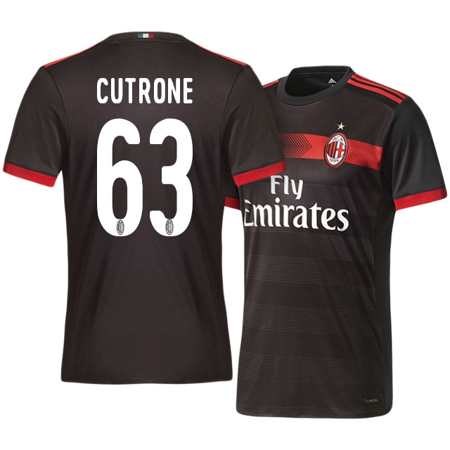 Comfort Fit AC Milan Third 201718 Patrick Cutrone 63 Soccer Jersey
