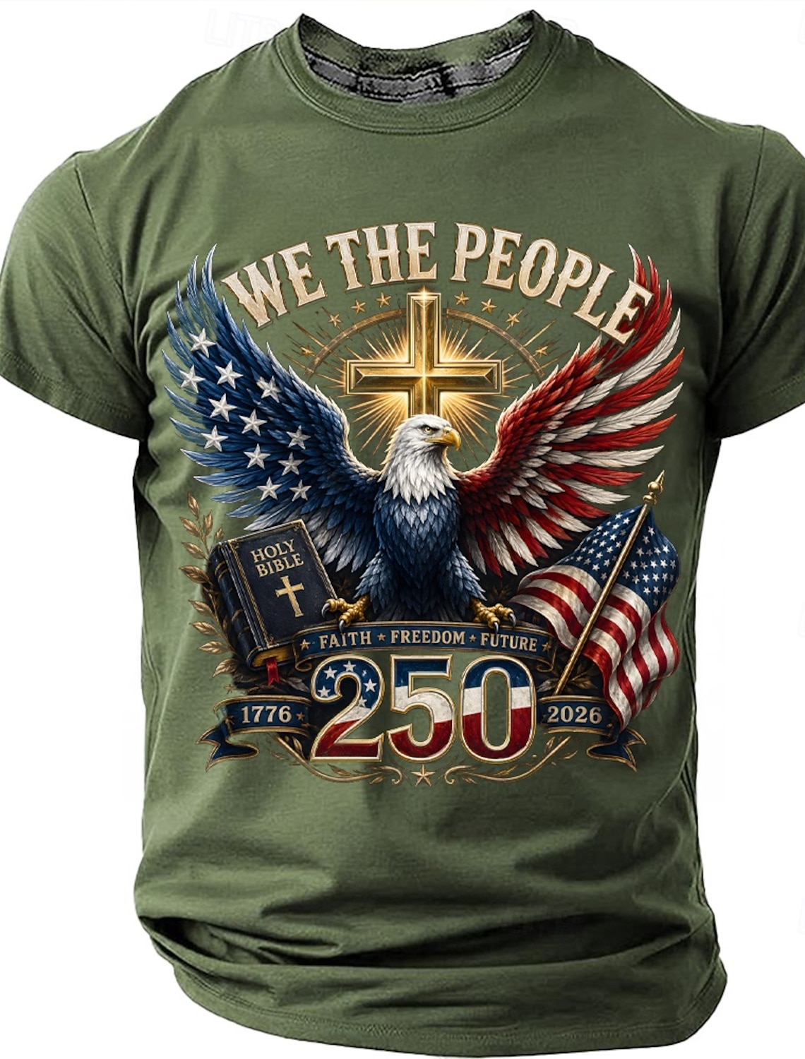 4th of July 2026 250th Men's Eagle US Flag T Shirt Short Sleeve T shirt 3D Print Crew Neck Shirt Patriotic Daily Festival Blue Black White Summer Spring Clothing Apparel S M L XL XXL XXXL