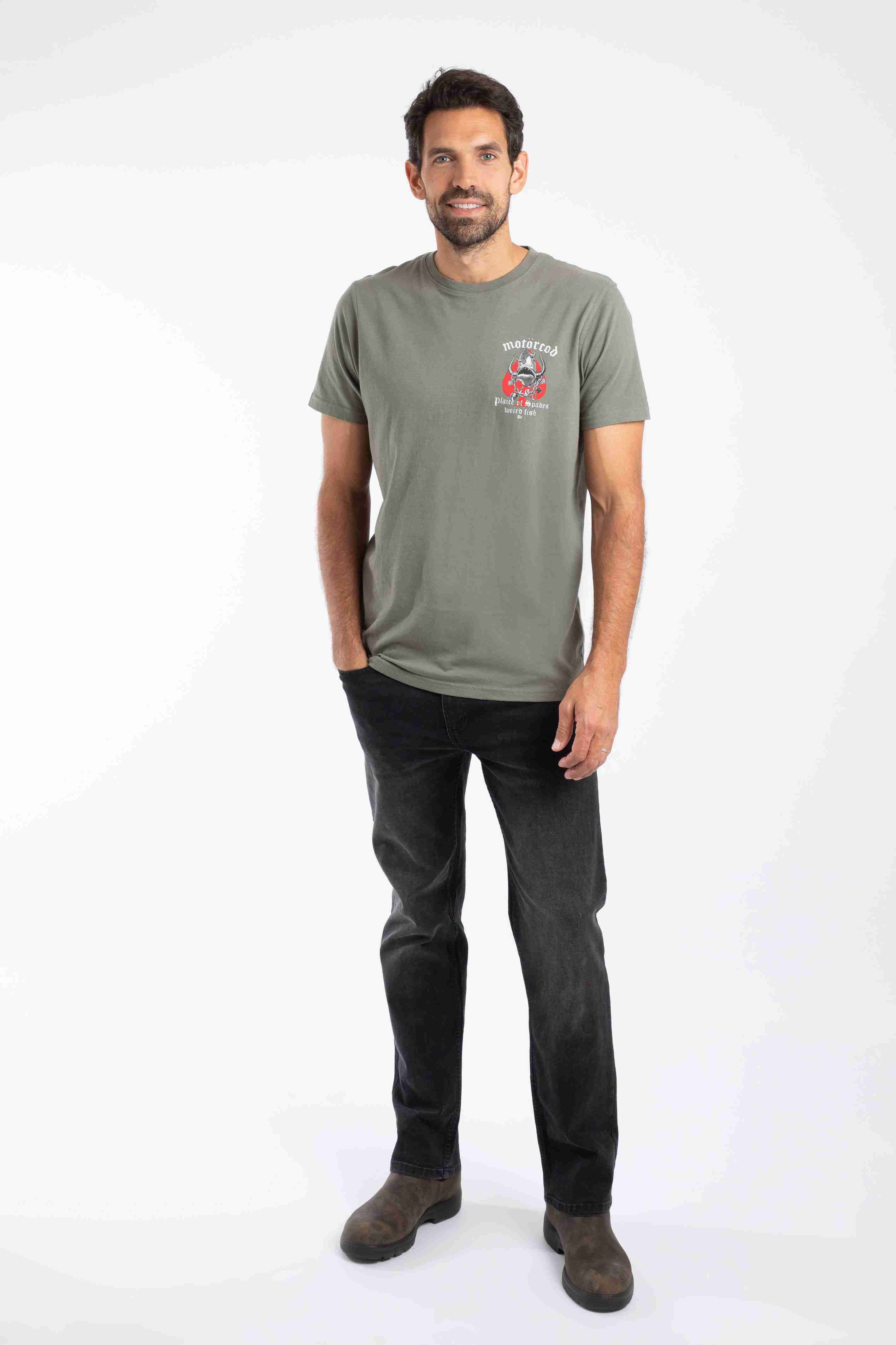 Motorcod Back Print Artist T-Shirt Grey