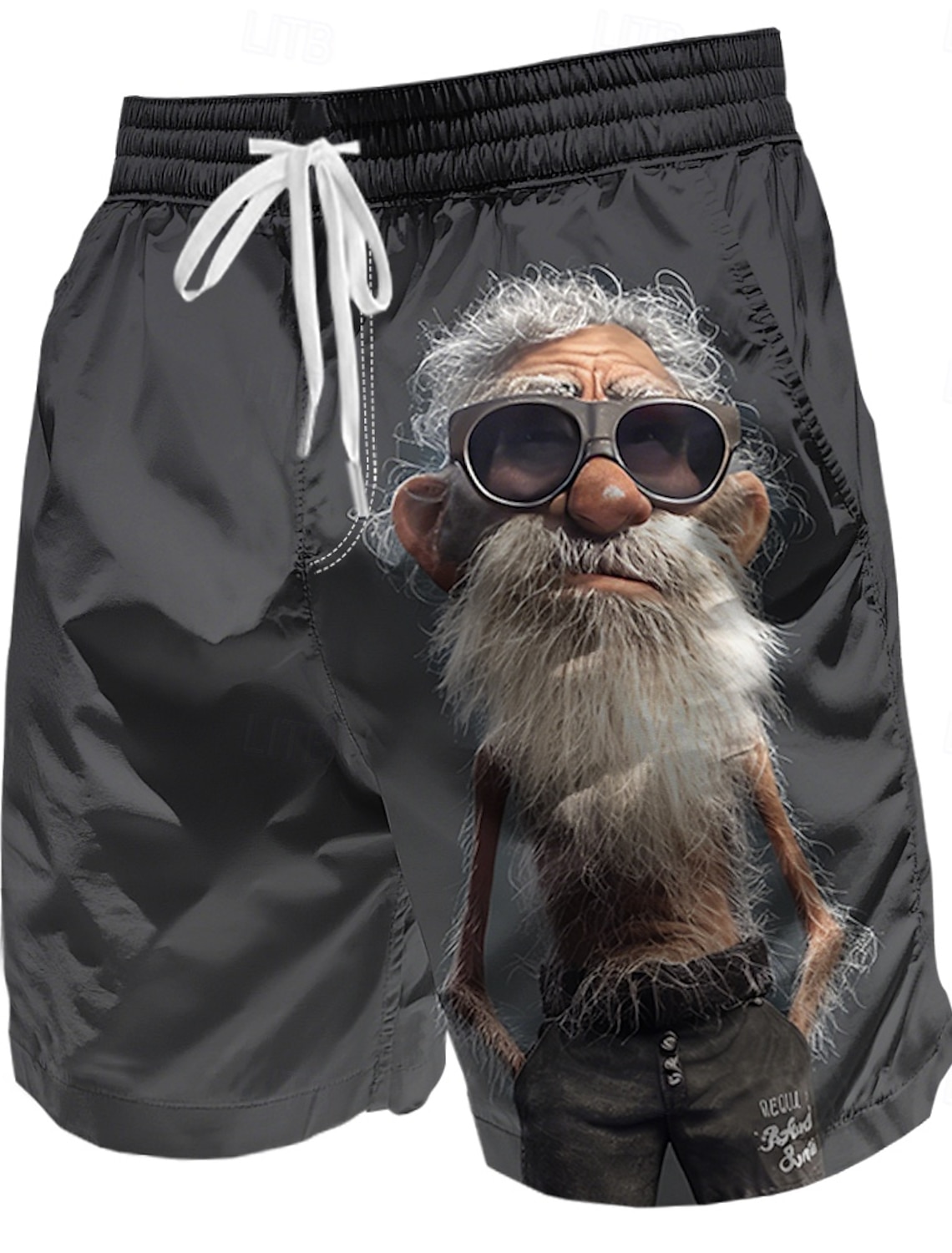 Funny 3D Graphic Cool Old Man with White Beard & Sunglasses Men's Teal T-Shirt - Quirky Grandpa Caricature Design Short Sleeve Crew Neck Summer Beach Holiday Tee - Unique Father's Day Gift Apparel