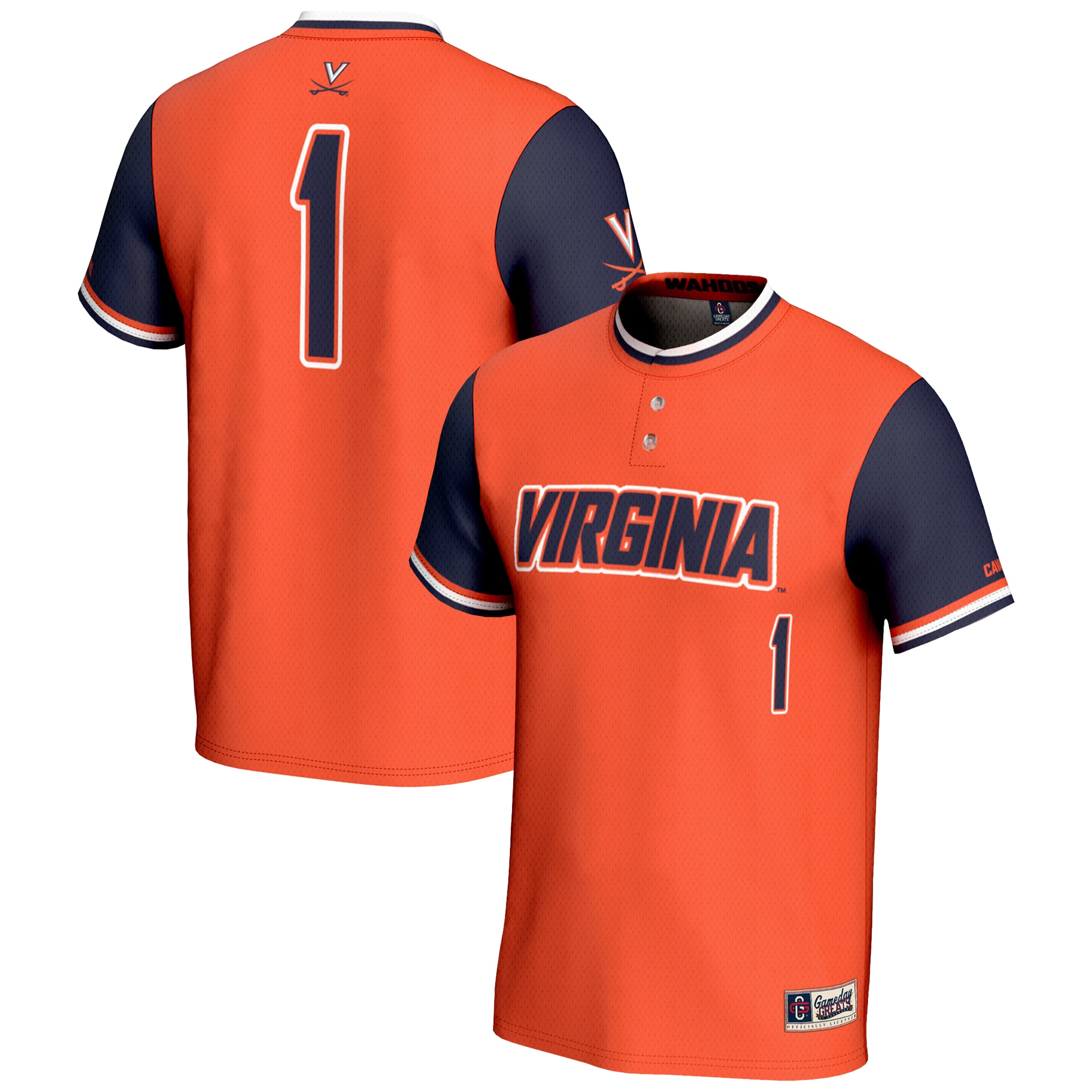 [NJP] Virginia Cavaliers GameDay Greats Unisex Lightweight Softball Jersey - Orange