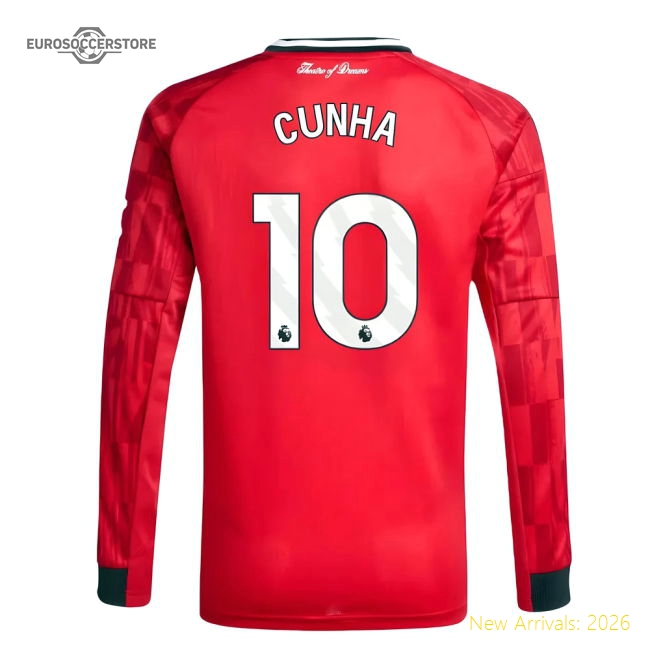 Premium-grade 2025-2026 Man Utd Long Sleeve Home Shirt (kids) (cunh
