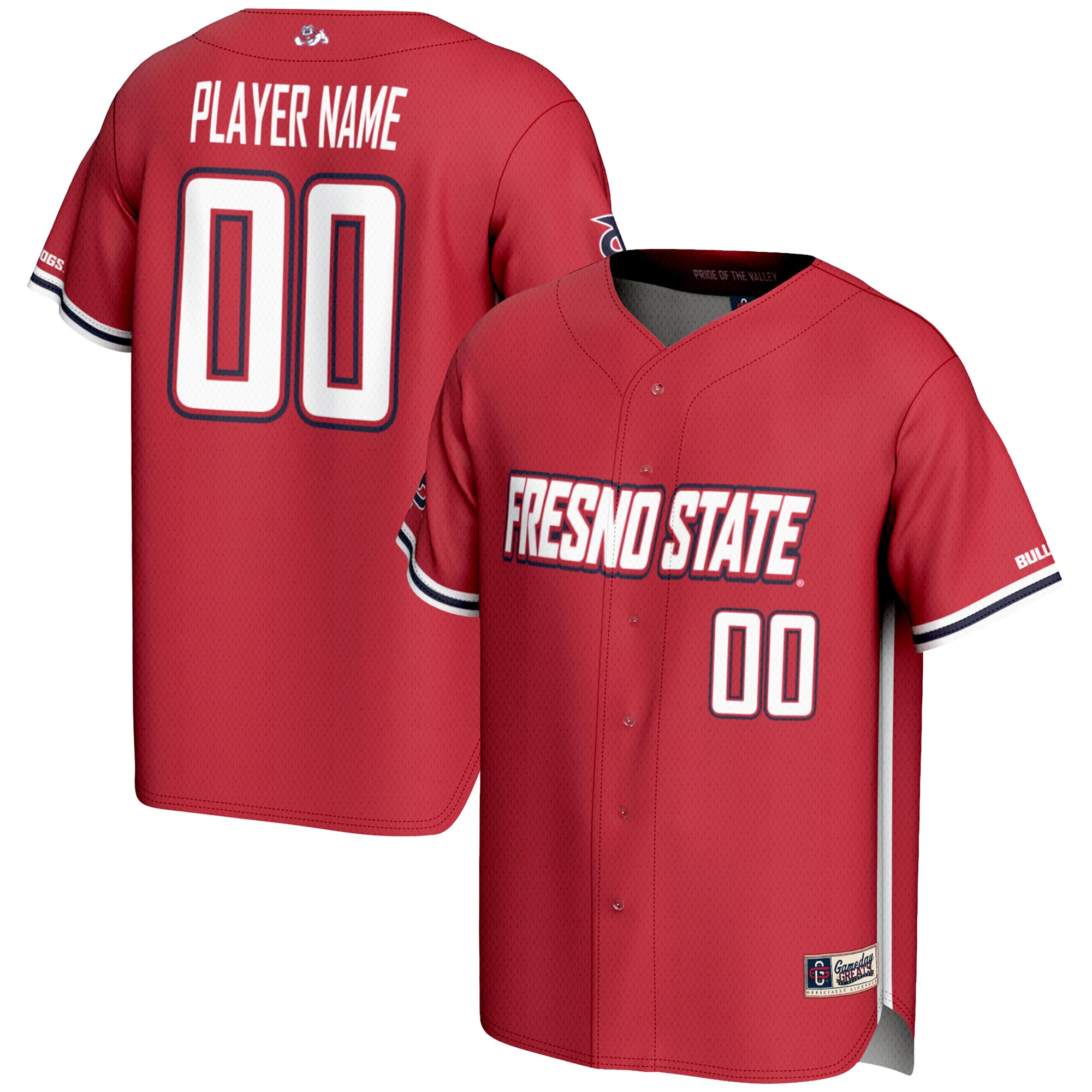 [NJP] Fresno State Bulldogs GameDay Greats Youth NIL Pick-A-Player Lightweight Baseball Jersey - Red