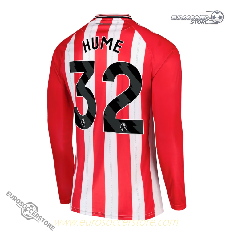 Sunderland 25-26 Home Long Sleeve Jersey with HUME 32 Printing