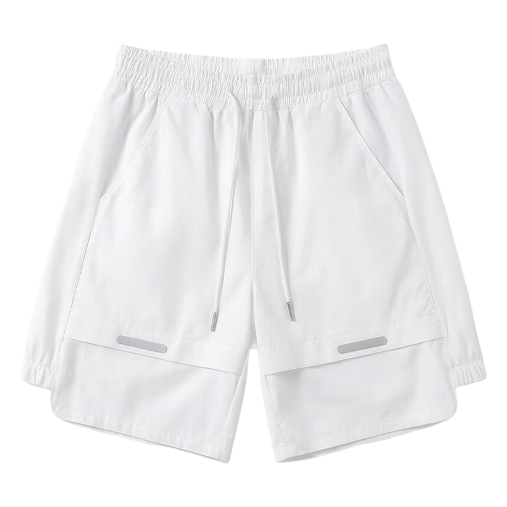 Men’s Reflective-Trim Layered-Hem Shorts