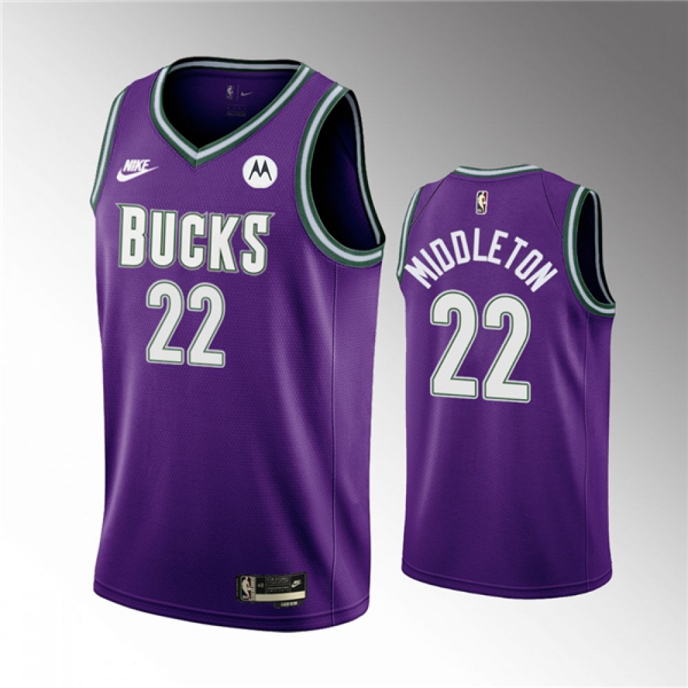 Fan Favorite Professional Men's Bucks #22 Khris Purple Basketball Jersey