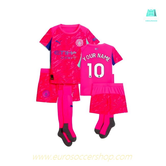 2025-2026 Man City Home Goalkeeper Mini Kit (Pink) (Your Name)