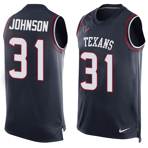 Premium NFL Houston Texans #31 David Johnson Navy Limited Jersey