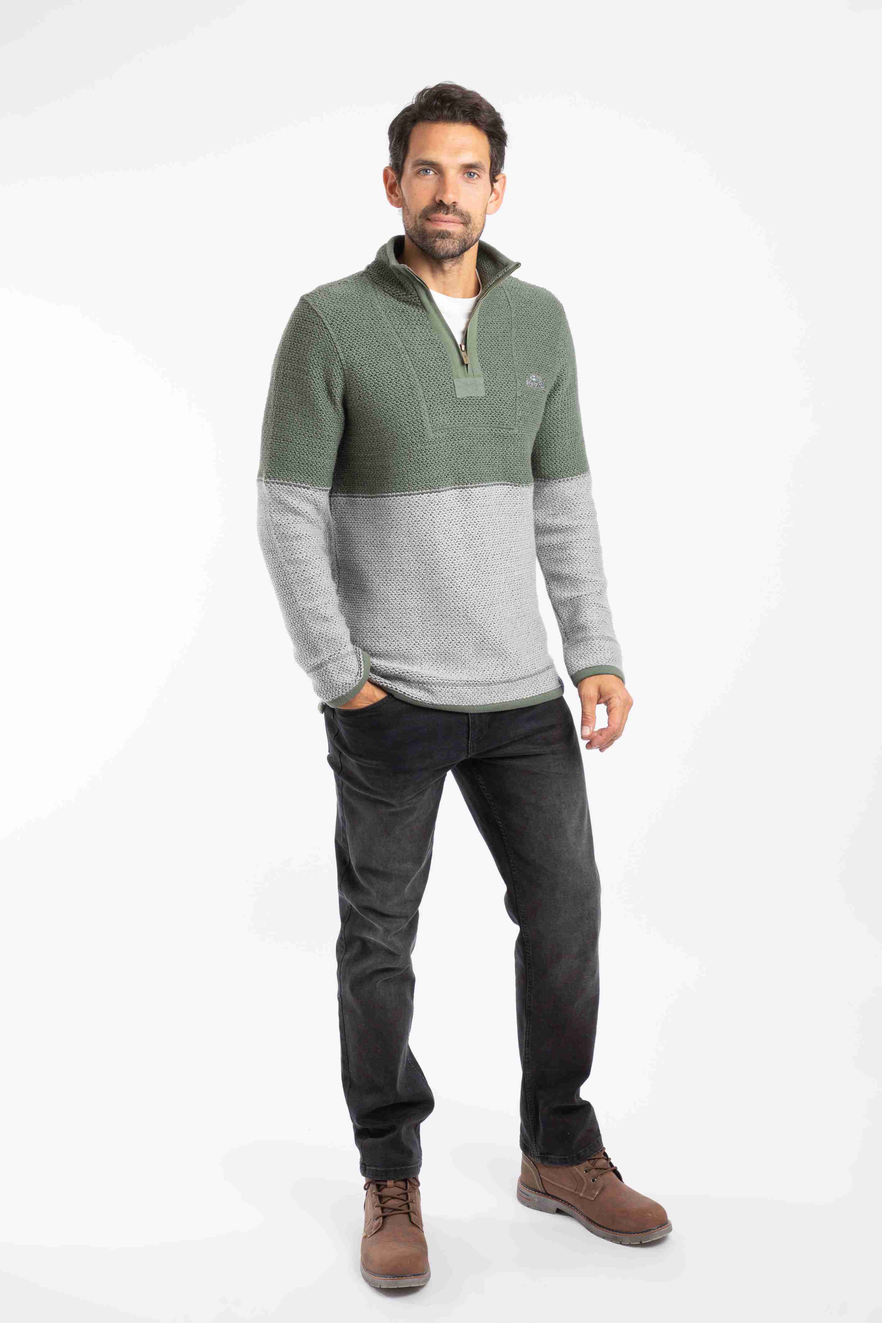 Kielder 1/4 Zip Limited Edition Macaroni Sweatshirt Limestone