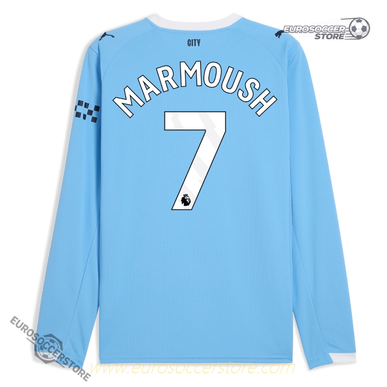 Manchester City 25-26 Season Home Long Sleeve Jersey - MARMOUSH #7