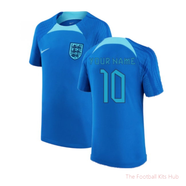 2022-2023 England Strike Dri-FIT Training Shirt (Blue) (Your Name)